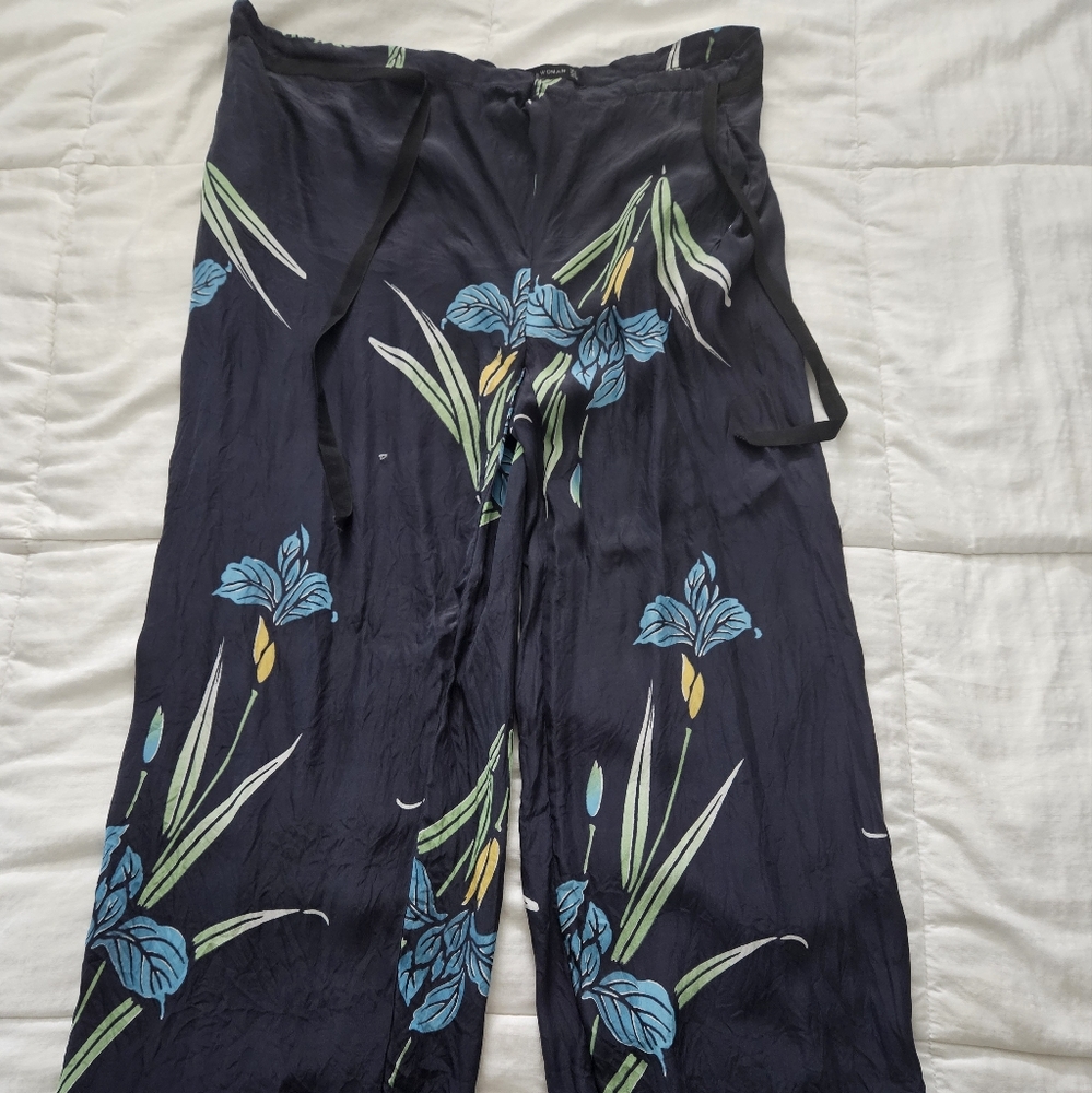 Silk floral pants zara